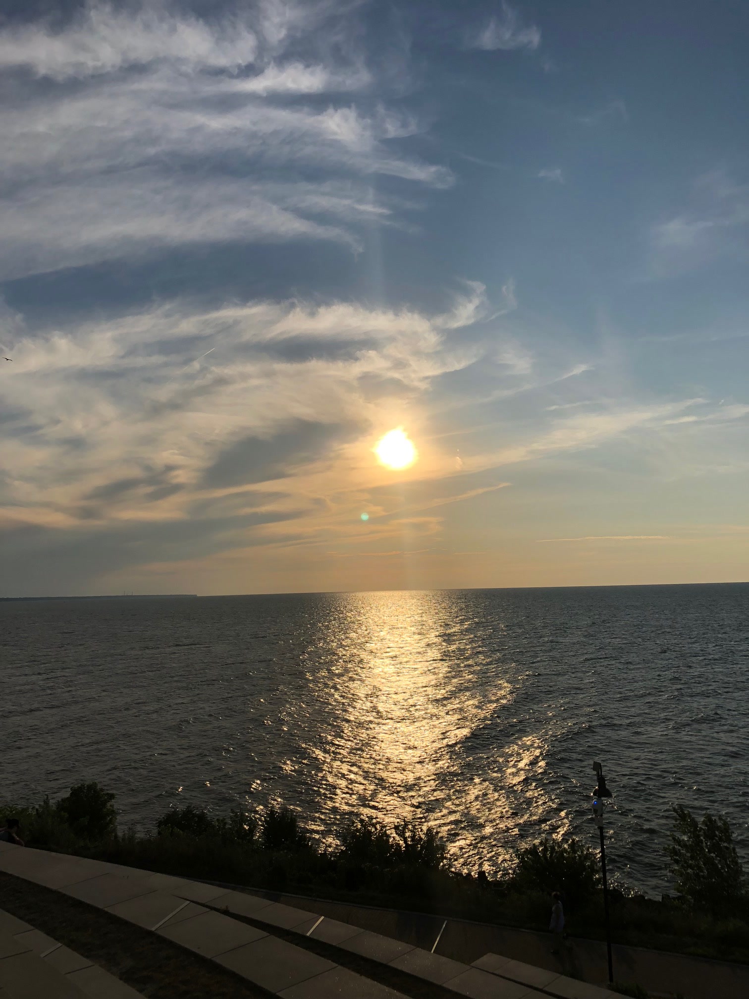 Sunset over Lake Erie from the Solstice Steps at Lakewood Park, Lakewood, Ohio