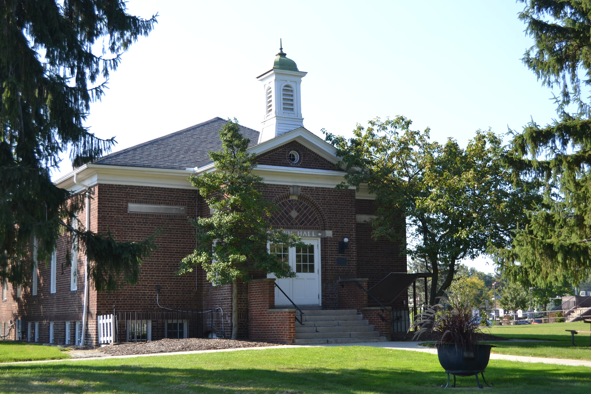 The historic Old Town Hall building in North Olmsted, Ohio